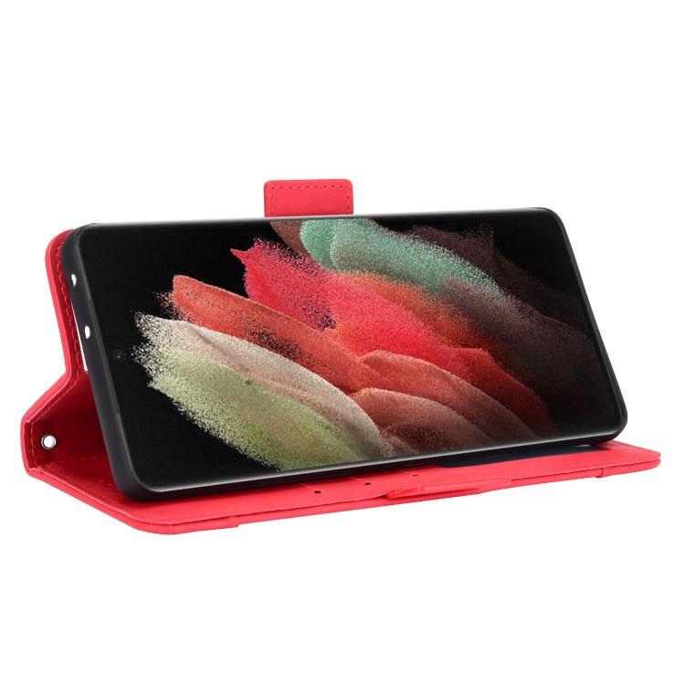 For Samsung Galaxy S21 Ultra 5G Skin Feel Calf Pattern Horizontal Flip Leather Case with Holder & Card Slots & Photo Frame
