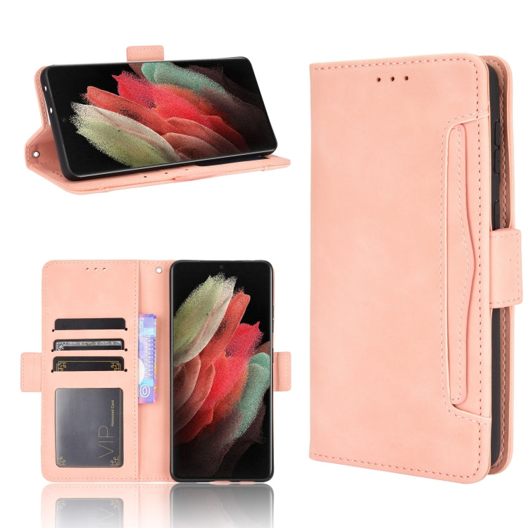 For Samsung Galaxy S21 Ultra 5G Skin Feel Calf Pattern Horizontal Flip Leather Case with Holder & Card Slots & Photo Frame