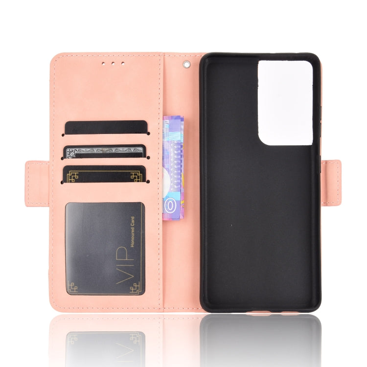 For Samsung Galaxy S21 Ultra 5G Skin Feel Calf Pattern Horizontal Flip Leather Case with Holder & Card Slots & Photo Frame
