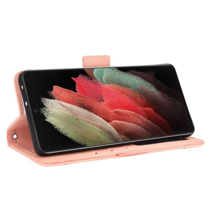 For Samsung Galaxy S21 Ultra 5G Skin Feel Calf Pattern Horizontal Flip Leather Case with Holder & Card Slots & Photo Frame