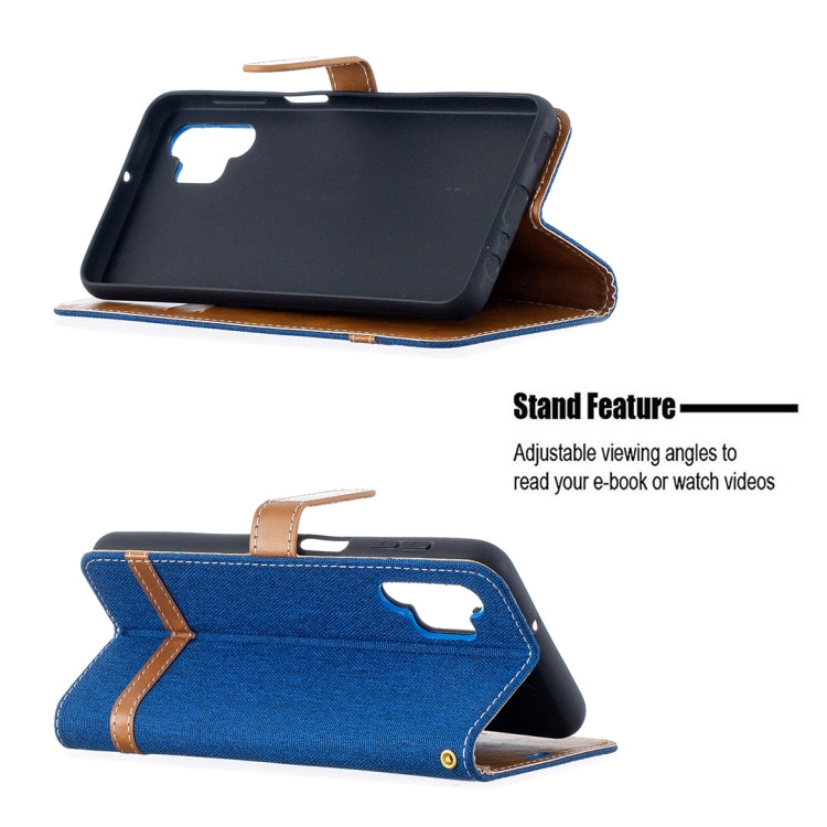 For Samsung Galaxy A32 5G Color Matching Denim Texture Horizontal Flip Leather Case with Holder & Card Slots & Wallet & Lanyard
