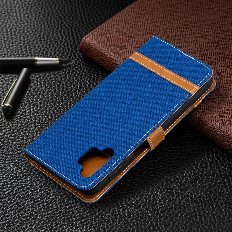 For Samsung Galaxy A32 5G Color Matching Denim Texture Horizontal Flip Leather Case with Holder & Card Slots & Wallet & Lanyard