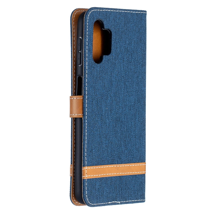 For Samsung Galaxy A32 5G Color Matching Denim Texture Horizontal Flip Leather Case with Holder & Card Slots & Wallet & Lanyard