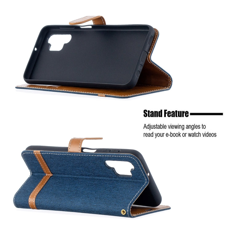 For Samsung Galaxy A32 5G Color Matching Denim Texture Horizontal Flip Leather Case with Holder & Card Slots & Wallet & Lanyard