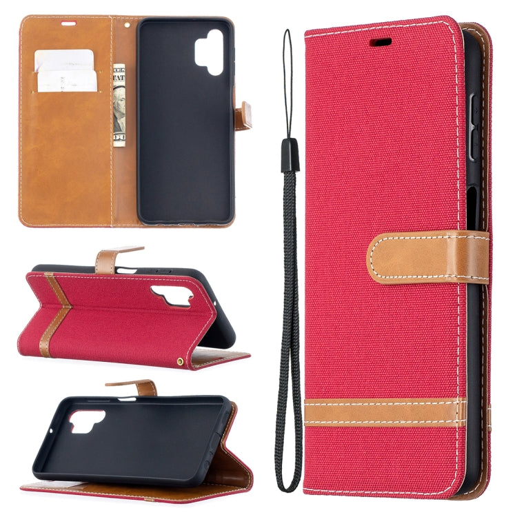 For Samsung Galaxy A32 5G Color Matching Denim Texture Horizontal Flip Leather Case with Holder & Card Slots & Wallet & Lanyard