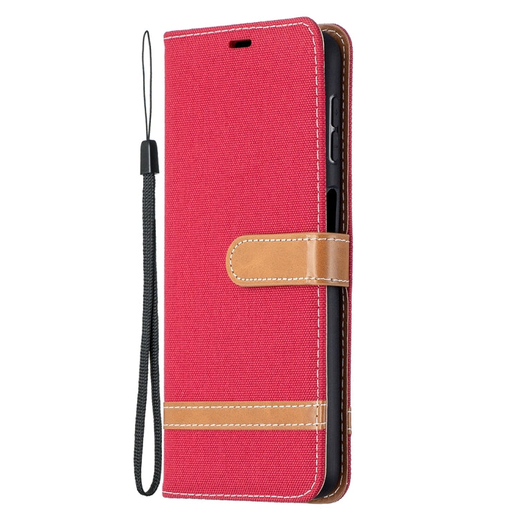 For Samsung Galaxy A32 5G Color Matching Denim Texture Horizontal Flip Leather Case with Holder & Card Slots & Wallet & Lanyard