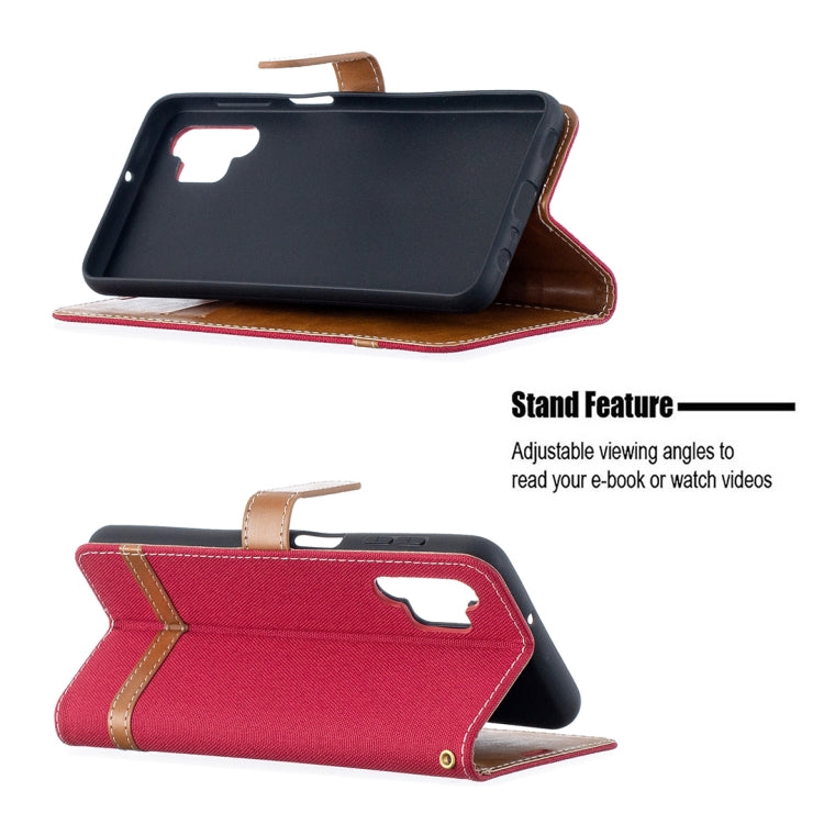 For Samsung Galaxy A32 5G Color Matching Denim Texture Horizontal Flip Leather Case with Holder & Card Slots & Wallet & Lanyard