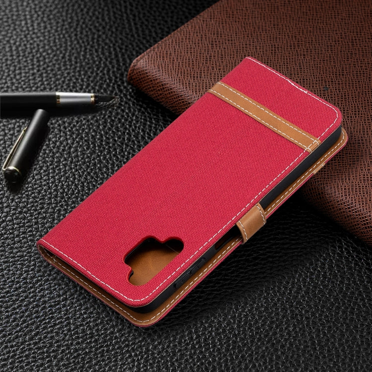 For Samsung Galaxy A32 5G Color Matching Denim Texture Horizontal Flip Leather Case with Holder & Card Slots & Wallet & Lanyard