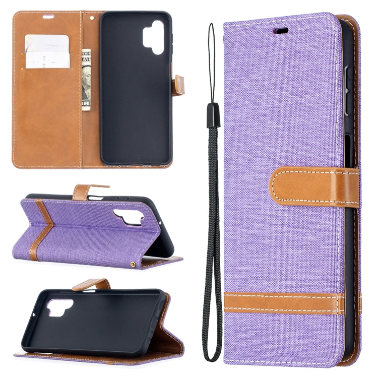 For Samsung Galaxy A32 5G Color Matching Denim Texture Horizontal Flip Leather Case with Holder & Card Slots & Wallet & Lanyard