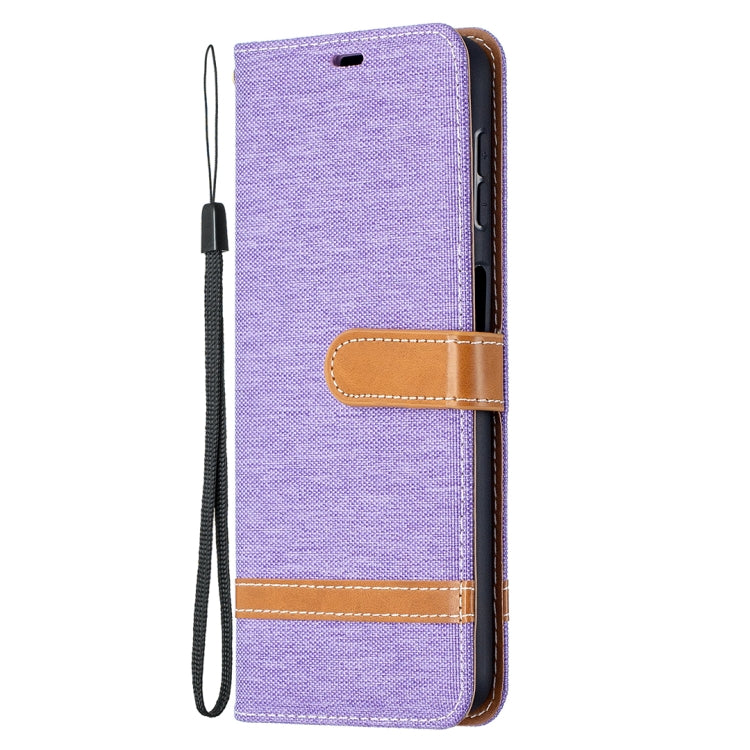 For Samsung Galaxy A32 5G Color Matching Denim Texture Horizontal Flip Leather Case with Holder & Card Slots & Wallet & Lanyard