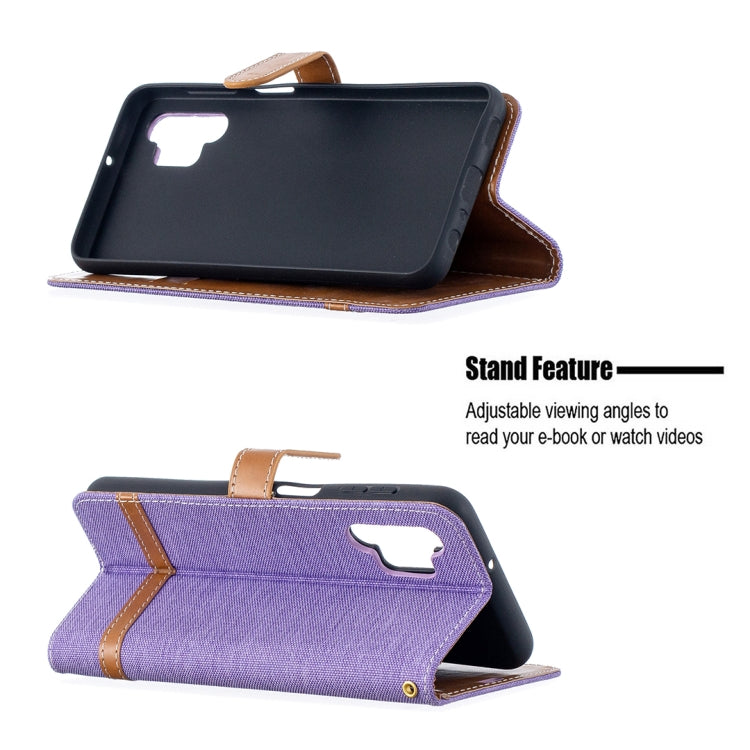 For Samsung Galaxy A32 5G Color Matching Denim Texture Horizontal Flip Leather Case with Holder & Card Slots & Wallet & Lanyard