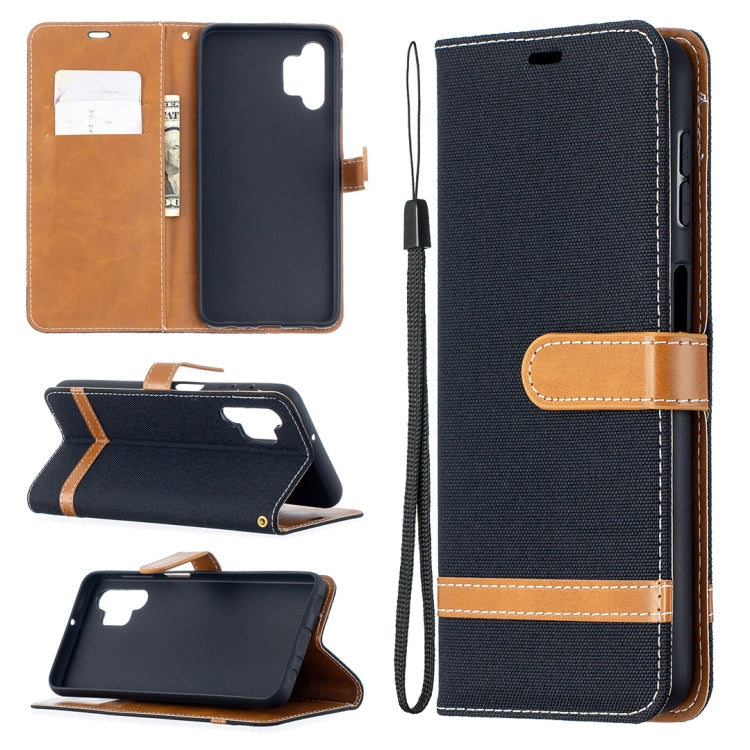 For Samsung Galaxy A32 5G Color Matching Denim Texture Horizontal Flip Leather Case with Holder & Card Slots & Wallet & Lanyard