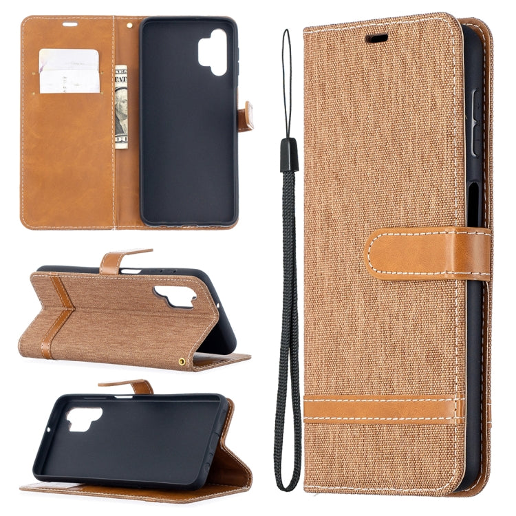 For Samsung Galaxy A32 5G Color Matching Denim Texture Horizontal Flip Leather Case with Holder & Card Slots & Wallet & Lanyard