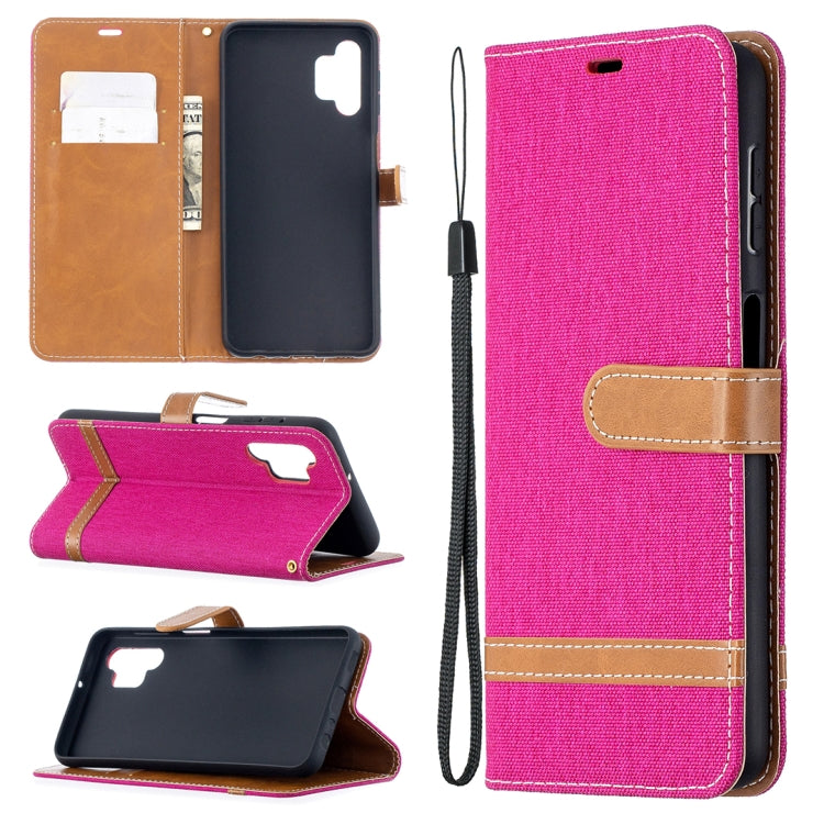 For Samsung Galaxy A32 5G Color Matching Denim Texture Horizontal Flip Leather Case with Holder & Card Slots & Wallet & Lanyard