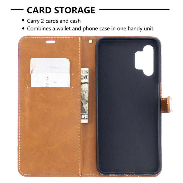 For Samsung Galaxy A32 5G Color Matching Denim Texture Horizontal Flip Leather Case with Holder & Card Slots & Wallet & Lanyard