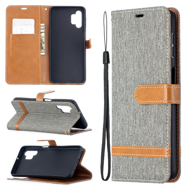 For Samsung Galaxy A32 5G Color Matching Denim Texture Horizontal Flip Leather Case with Holder & Card Slots & Wallet & Lanyard