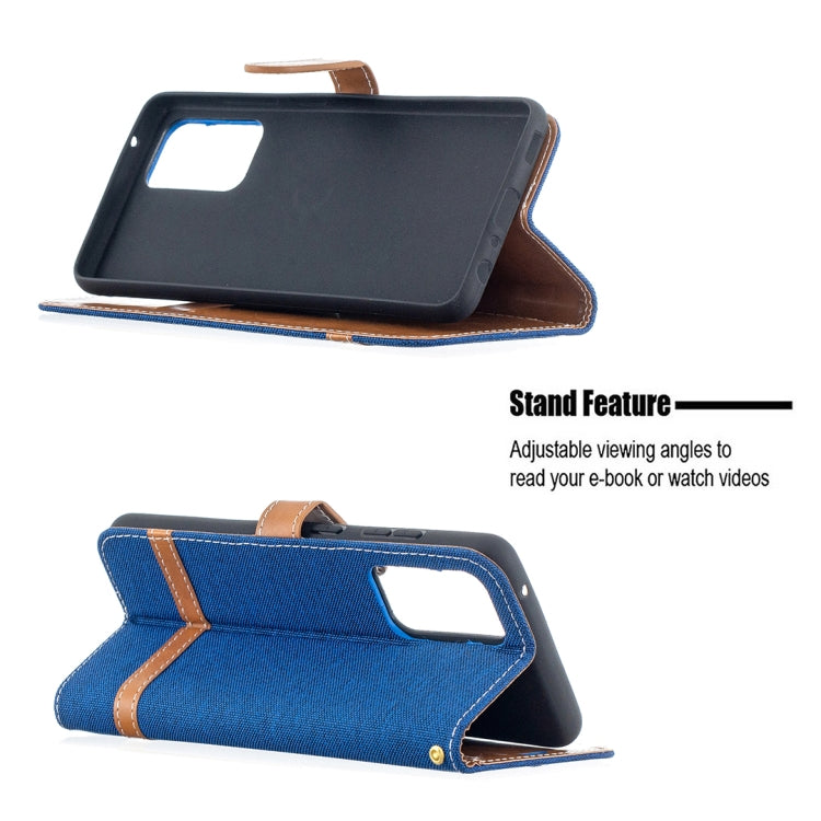 For Samsung Galaxy A52 5G / 4G Color Matching Denim Texture Horizontal Flip Leather Case with Holder & Card Slots & Wallet & Lanyard