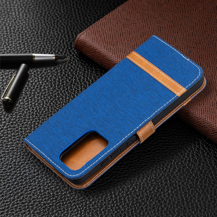For Samsung Galaxy A52 5G / 4G Color Matching Denim Texture Horizontal Flip Leather Case with Holder & Card Slots & Wallet & Lanyard