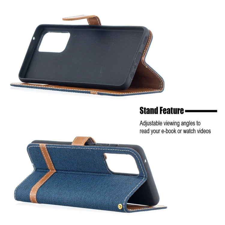 For Samsung Galaxy A52 5G / 4G Color Matching Denim Texture Horizontal Flip Leather Case with Holder & Card Slots & Wallet & Lanyard