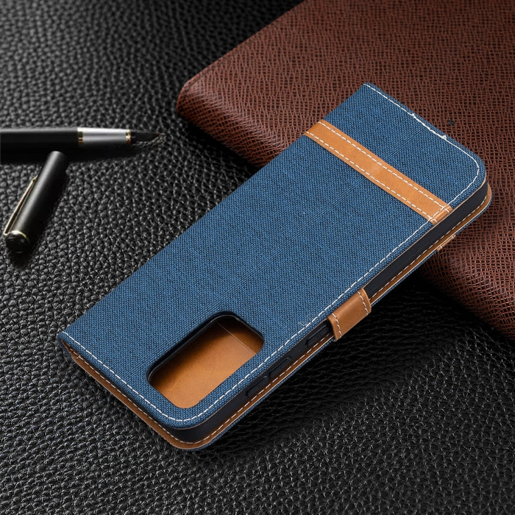 For Samsung Galaxy A52 5G / 4G Color Matching Denim Texture Horizontal Flip Leather Case with Holder & Card Slots & Wallet & Lanyard