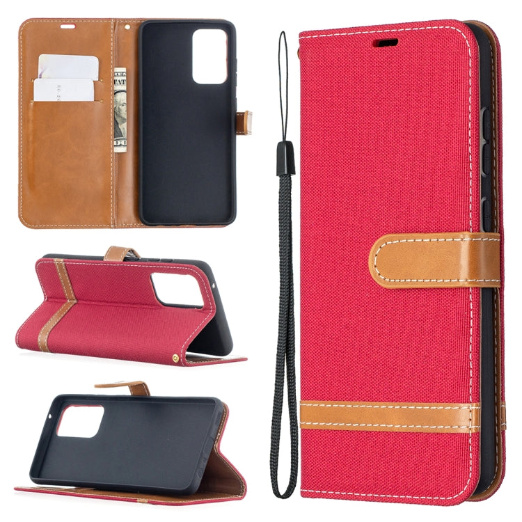 For Samsung Galaxy A52 5G / 4G Color Matching Denim Texture Horizontal Flip Leather Case with Holder & Card Slots & Wallet & Lanyard