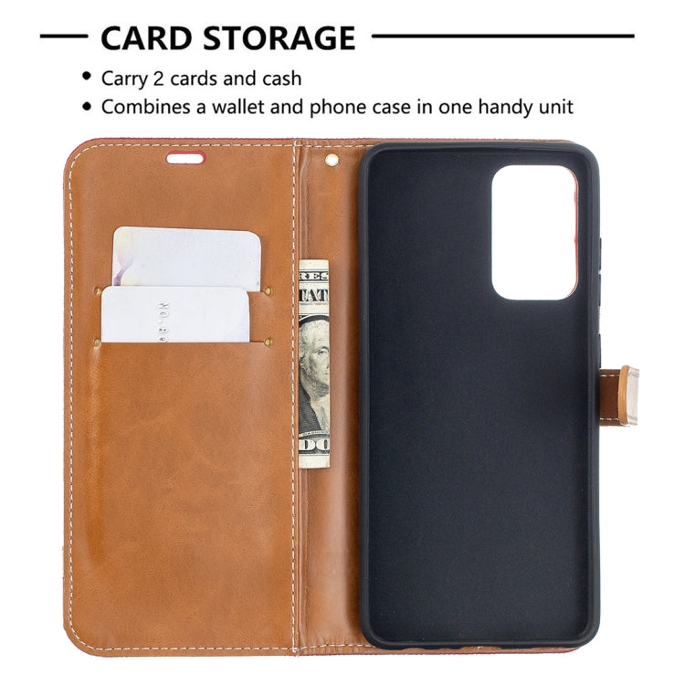 For Samsung Galaxy A52 5G / 4G Color Matching Denim Texture Horizontal Flip Leather Case with Holder & Card Slots & Wallet & Lanyard
