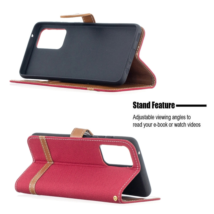 For Samsung Galaxy A52 5G / 4G Color Matching Denim Texture Horizontal Flip Leather Case with Holder & Card Slots & Wallet & Lanyard
