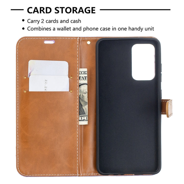 For Samsung Galaxy A52 5G / 4G Color Matching Denim Texture Horizontal Flip Leather Case with Holder & Card Slots & Wallet & Lanyard