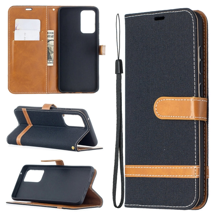 For Samsung Galaxy A52 5G / 4G Color Matching Denim Texture Horizontal Flip Leather Case with Holder & Card Slots & Wallet & Lanyard