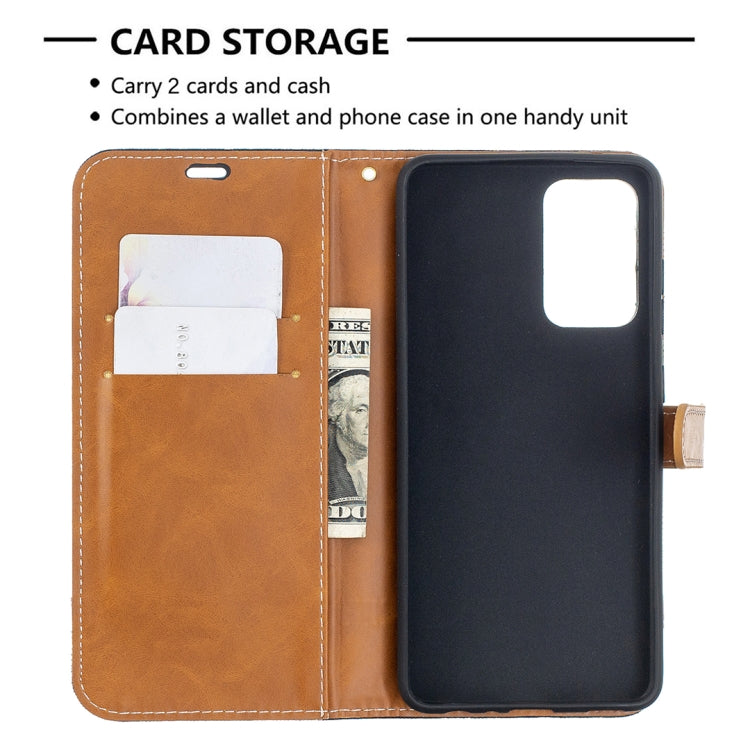 For Samsung Galaxy A52 5G / 4G Color Matching Denim Texture Horizontal Flip Leather Case with Holder & Card Slots & Wallet & Lanyard