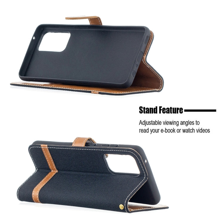 For Samsung Galaxy A52 5G / 4G Color Matching Denim Texture Horizontal Flip Leather Case with Holder & Card Slots & Wallet & Lanyard