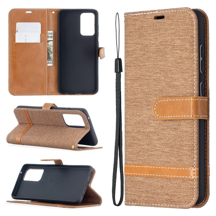 For Samsung Galaxy A52 5G / 4G Color Matching Denim Texture Horizontal Flip Leather Case with Holder & Card Slots & Wallet & Lanyard