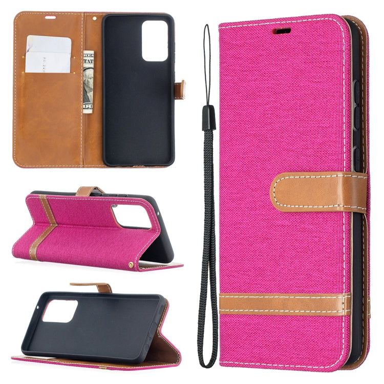 For Samsung Galaxy A52 5G / 4G Color Matching Denim Texture Horizontal Flip Leather Case with Holder & Card Slots & Wallet & Lanyard