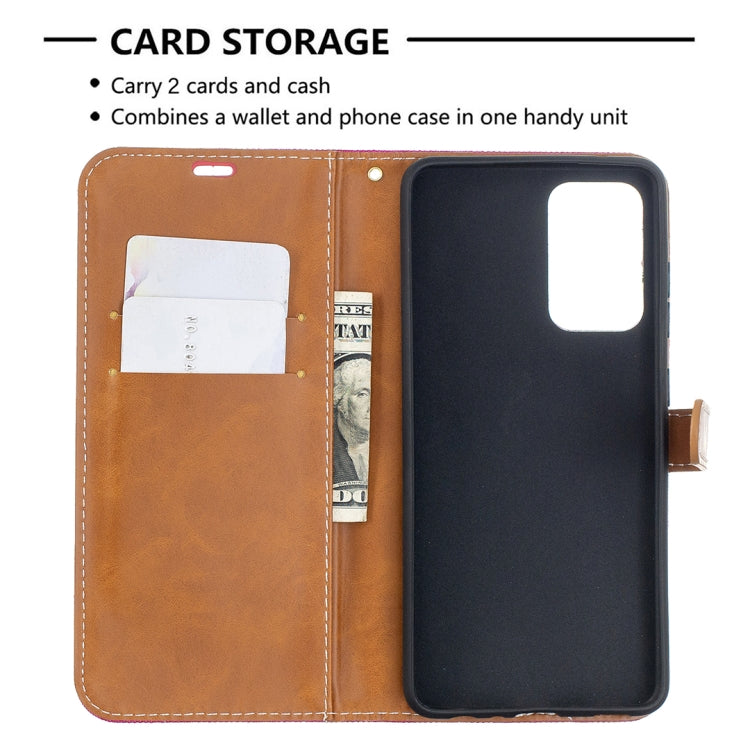 For Samsung Galaxy A52 5G / 4G Color Matching Denim Texture Horizontal Flip Leather Case with Holder & Card Slots & Wallet & Lanyard