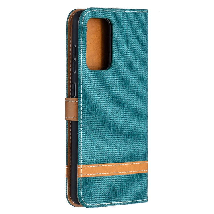 For Samsung Galaxy A52 5G / 4G Color Matching Denim Texture Horizontal Flip Leather Case with Holder & Card Slots & Wallet & Lanyard