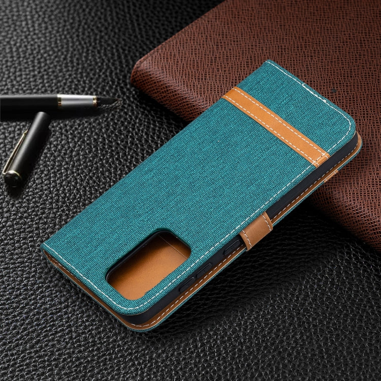 For Samsung Galaxy A52 5G / 4G Color Matching Denim Texture Horizontal Flip Leather Case with Holder & Card Slots & Wallet & Lanyard
