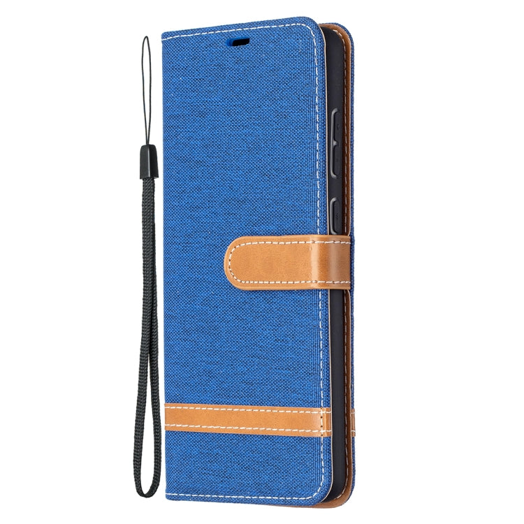 For Samsung Galaxy A72 5G / 4G Color Matching Denim Texture Horizontal Flip Leather Case with Holder & Card Slots & Wallet & Lanyard