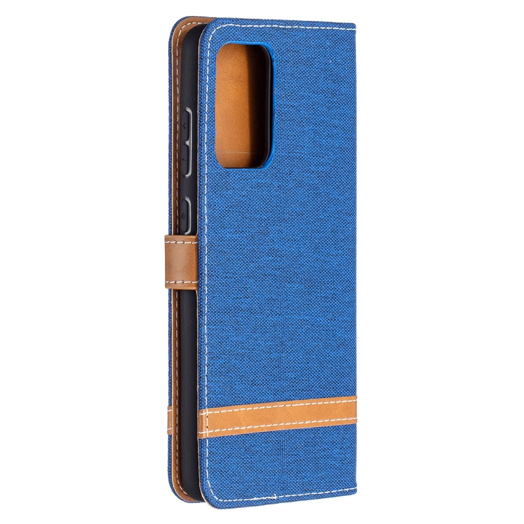 For Samsung Galaxy A72 5G / 4G Color Matching Denim Texture Horizontal Flip Leather Case with Holder & Card Slots & Wallet & Lanyard