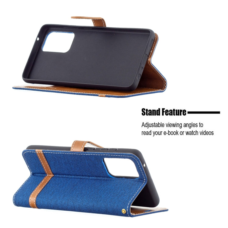 For Samsung Galaxy A72 5G / 4G Color Matching Denim Texture Horizontal Flip Leather Case with Holder & Card Slots & Wallet & Lanyard