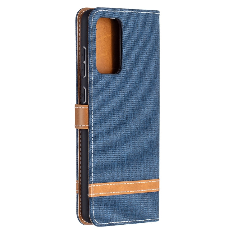 For Samsung Galaxy A72 5G / 4G Color Matching Denim Texture Horizontal Flip Leather Case with Holder & Card Slots & Wallet & Lanyard