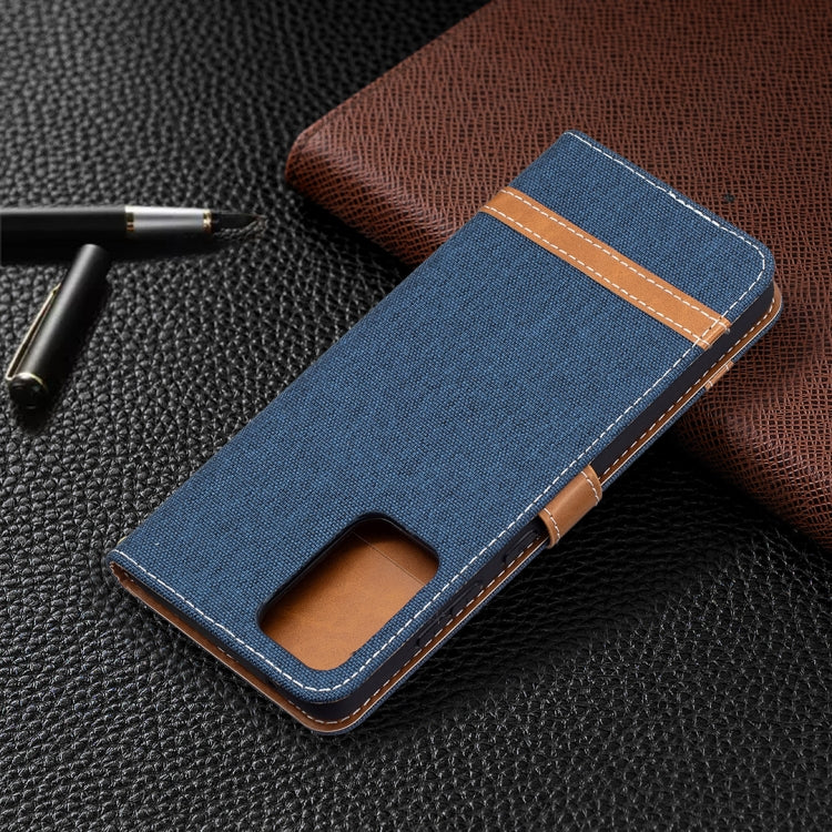For Samsung Galaxy A72 5G / 4G Color Matching Denim Texture Horizontal Flip Leather Case with Holder & Card Slots & Wallet & Lanyard