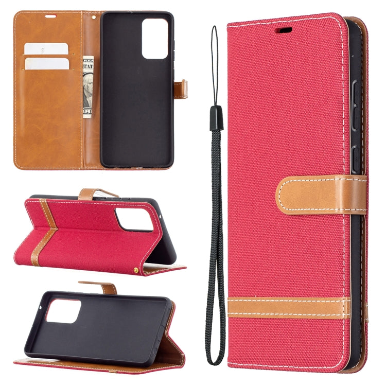 For Samsung Galaxy A72 5G / 4G Color Matching Denim Texture Horizontal Flip Leather Case with Holder & Card Slots & Wallet & Lanyard
