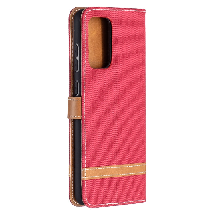 For Samsung Galaxy A72 5G / 4G Color Matching Denim Texture Horizontal Flip Leather Case with Holder & Card Slots & Wallet & Lanyard