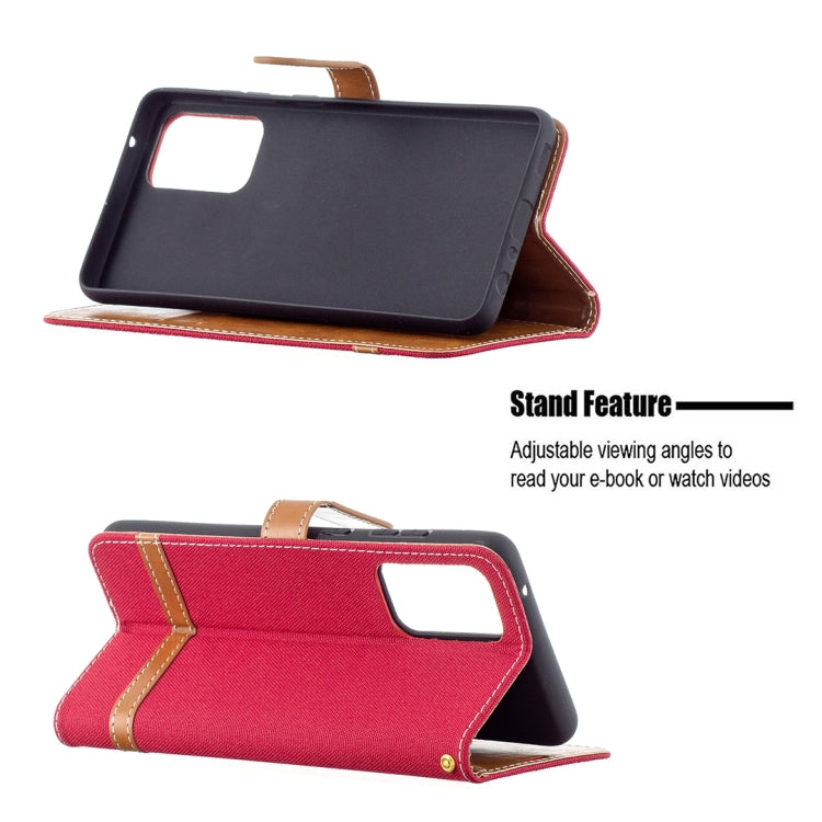 For Samsung Galaxy A72 5G / 4G Color Matching Denim Texture Horizontal Flip Leather Case with Holder & Card Slots & Wallet & Lanyard