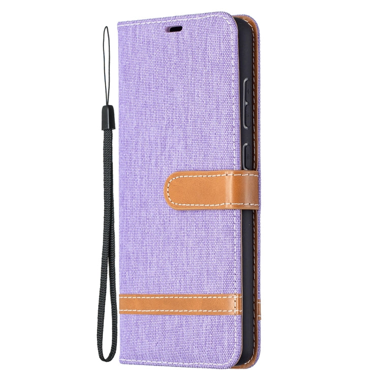 For Samsung Galaxy A72 5G / 4G Color Matching Denim Texture Horizontal Flip Leather Case with Holder & Card Slots & Wallet & Lanyard
