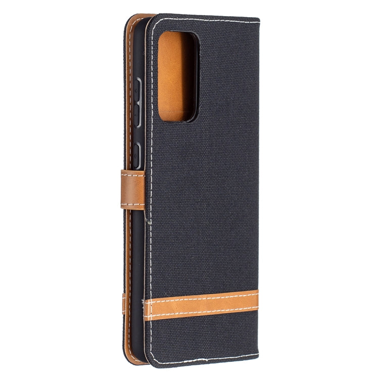 For Samsung Galaxy A72 5G / 4G Color Matching Denim Texture Horizontal Flip Leather Case with Holder & Card Slots & Wallet & Lanyard
