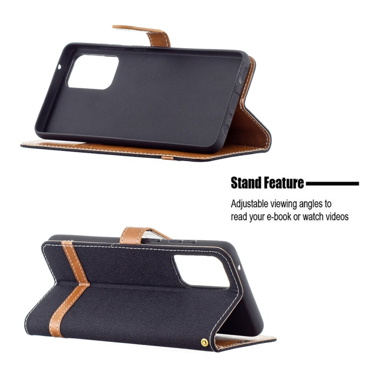 For Samsung Galaxy A72 5G / 4G Color Matching Denim Texture Horizontal Flip Leather Case with Holder & Card Slots & Wallet & Lanyard