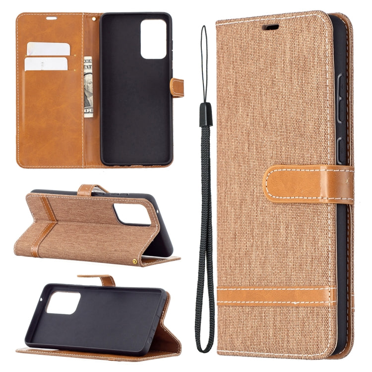 For Samsung Galaxy A72 5G / 4G Color Matching Denim Texture Horizontal Flip Leather Case with Holder & Card Slots & Wallet & Lanyard