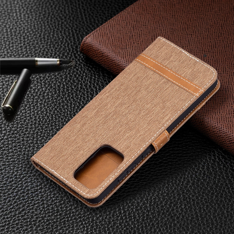 For Samsung Galaxy A72 5G / 4G Color Matching Denim Texture Horizontal Flip Leather Case with Holder & Card Slots & Wallet & Lanyard