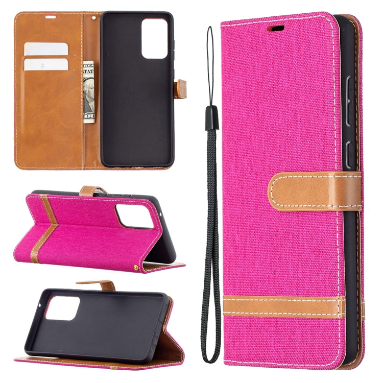 For Samsung Galaxy A72 5G / 4G Color Matching Denim Texture Horizontal Flip Leather Case with Holder & Card Slots & Wallet & Lanyard
